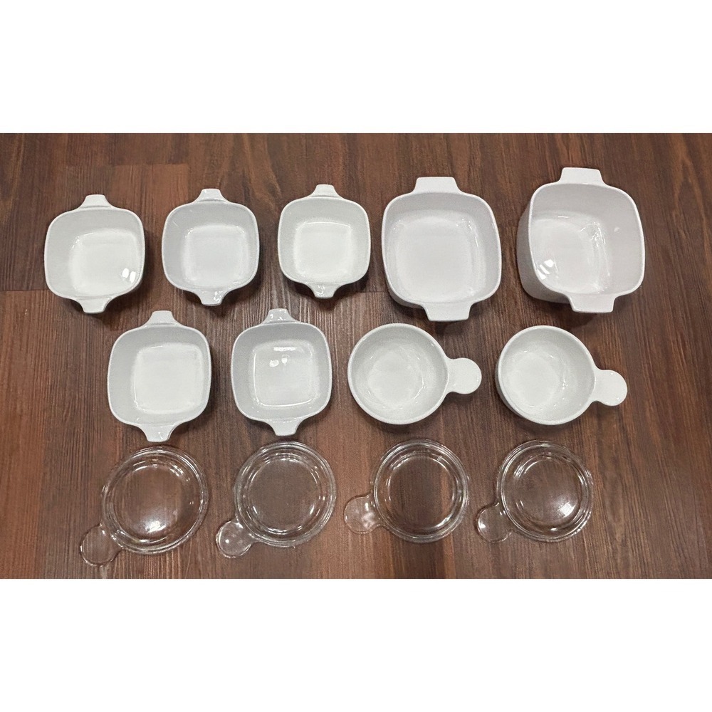 Vintage Corning Ware 5 Petite Pan P-41, 2 Grab it Bowls‎ w 4 Lid, 2 Casserole